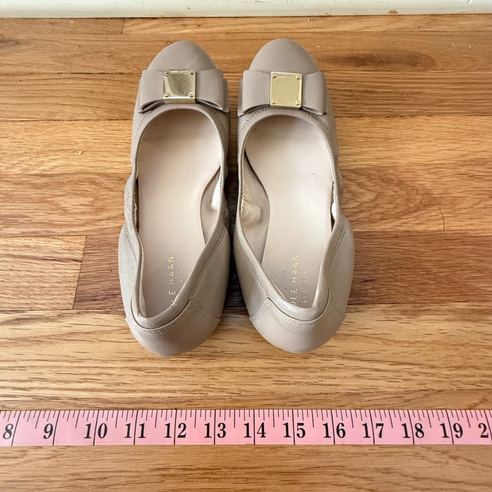 Cole Haan Taupe Flats with Bow Accent